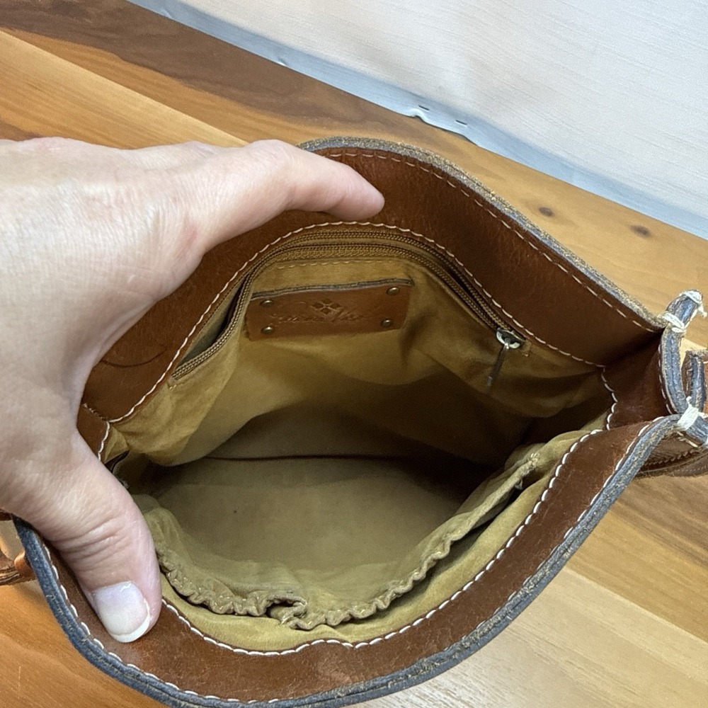 Patricia Nash Venezia Crossbody Bag Cognac Brown Messenger Purse Genuine Leather - Picture 9 of 10